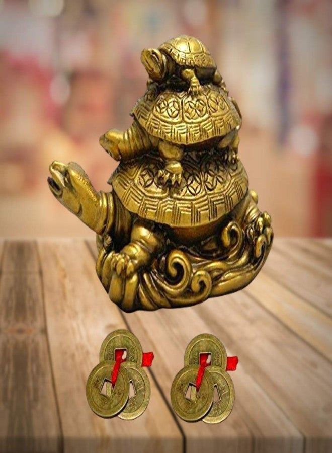 GJ Polyresin Three Tortoise with 2 Lucky Coin Set Idol, Standard - Image 4